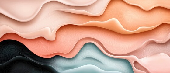 Abstract wavy background with pastel colors and lines