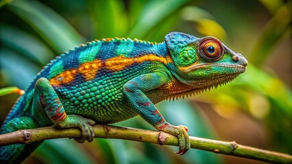 Obraz premium Indian Chameleon (Chamaeleo zeylanicus) Candid Photo: Sri Lanka Reptile in Natural Habitat