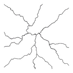Split lines in the concrete or large fissures in the wall on a white background. Crack wall concrete
