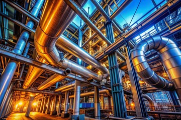 Industrial Piping System: Complex Network of Bends and Pipes