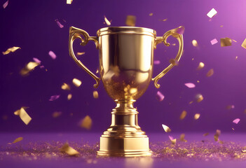 confetti award golden falling space trophy purple text rendering gold best champion championship competition first prize succeed success winner achievement ceremony contest leadership victory medal