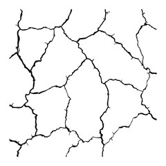Split lines in the concrete or large fissures in the wall on a white background. Crack wall concrete
