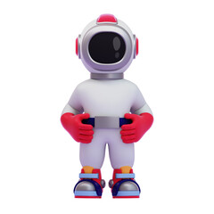 Playful Astronaut Character with Hands on Waist Gesture, Perfect for Educational Materials, Space-Themed Projects, or Children's Media.