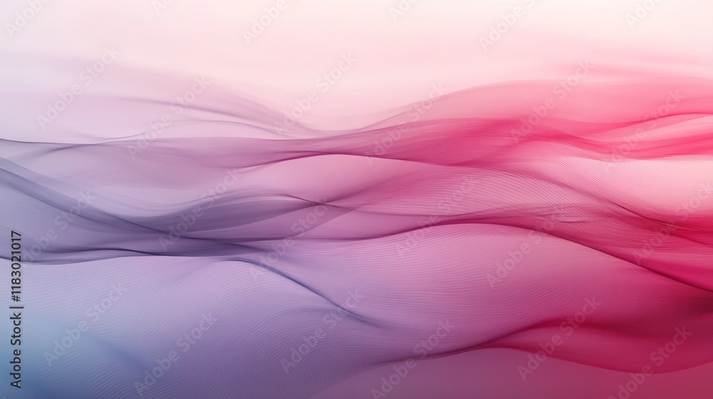 Poster abstract flowing waves in soft gradient red and blue tones