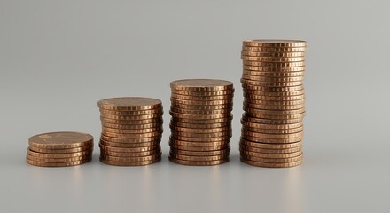 Growing Stacks of Coins Financial Growth Savings Currency Investment Wealth Money Economy Business