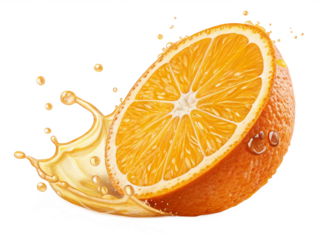 Juicy Orange Slice Splashing Fresh Citrus Fruit Juice