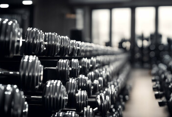 Obraz premium interior rack text room gym dumbbells free background workout space ight dumbbell sport avy activity equipment lifestyle indoor strength barbell metal bodybuilding exercise lifting power