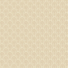 Elegant beige damask floral wallpaper pattern with vintage baroque style. Seamless ornamental background for classic decor and textile design.