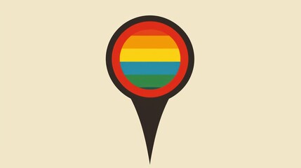 Pride Location Pin: A vibrant symbol of LGBTQ+ inclusivity, this graphic design showcases a rainbow flag within a classic map pin, representing pride and acceptance worldwide.