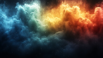 Swirling Cosmic Cloudscape in Blue, Orange, and Red
