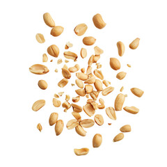 Tasty and nutritious peanuts isolated on transparent white background, clipping path