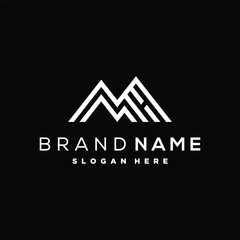 letter MH mountain logo design element vector template