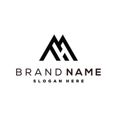 letter MH mountain logo design element vector template