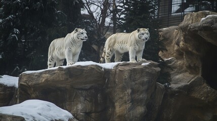 Arctic Tigers in Their Natural Habitat, Symbolizing Strength and Adaptation in the Frigid Arctic Environment