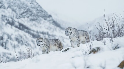 Arctic Tigers in Their Natural Habitat, Symbolizing Strength and Adaptation in the Frigid Arctic Environment