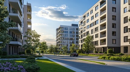 Modern Apartment Complex: A Serene Suburban Landscape