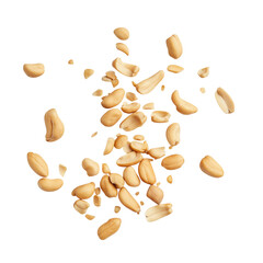 Tasty and nutritious peanuts isolated on transparent white background, clipping path