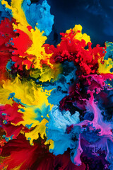 Rainbow multi color mesmerizing 3D alcohol ink art. The fluid movement of the ink creates a sense of depth and dimension. Background.