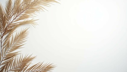 Fototapeta premium Dried Palm Fronds: Minimalist Beige Botanical Design