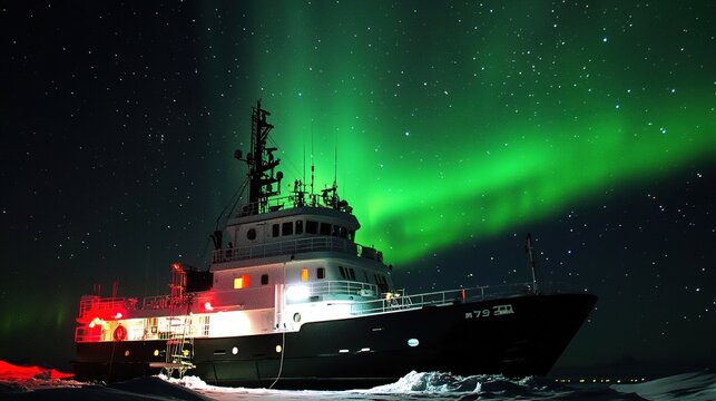 The Antarctic Aurora: A Natural Light Phenomenon Displaying Dynamic Patterns of Brilliant Colors in the Southern Sky.  