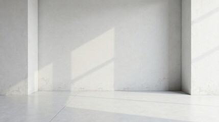 Empty Room Corner with Sunlight and Concrete Walls and Floor