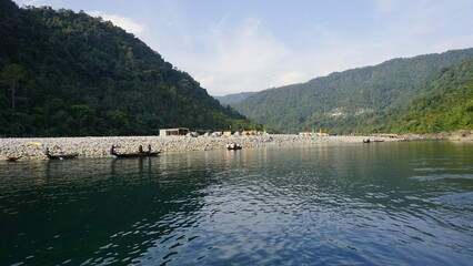 Beautiful camping tents for tourists along with boating in Dawki or Umngot River