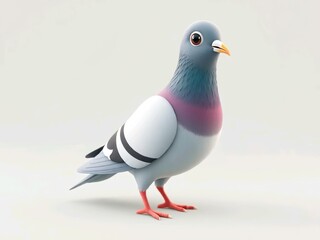Obraz premium Happy cute pigeon cartoon 3d illustration