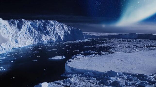 The Antarctic Aurora: A Natural Light Phenomenon Displaying Dynamic Patterns of Brilliant Colors in the Southern Sky.  