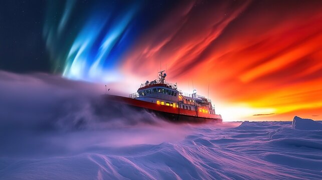 The Antarctic Aurora: A Natural Light Phenomenon Displaying Dynamic Patterns of Brilliant Colors in the Southern Sky.  