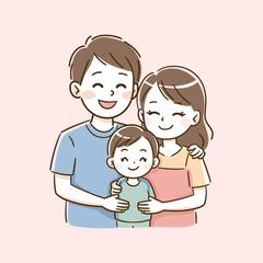 Happy Familly Illustration pastel color