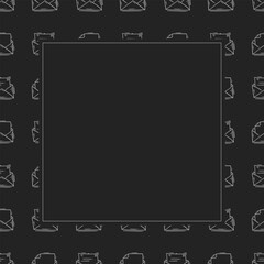 Obraz premium mail icon frame. doodle mail icon square frame. hand drawn mail icon frame background. mail icon background