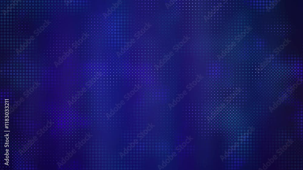 Poster dynamic purple and blue halftone dots background in a vibrant abstract grid with seamless motion ani