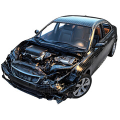 High-Impact Car Accident Visualization: Crashed Vehicle Anatomy in 3D