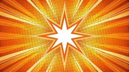 Fototapeta premium Dynamic Orange and Yellow Starburst Background with Radiant Rays and Dotted Pattern