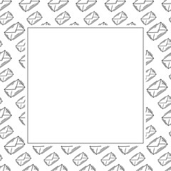 mail icon frame. doodle mail icon square frame. hand drawn mail icon frame background. mail icon background