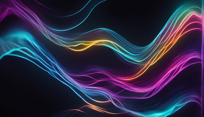 Fototapeta premium fluorescent neon waves in dark space