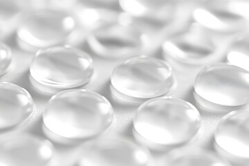 Close-up shot of translucent, round adhesive pads. Ideal for showcasing textures, products, or clean design concepts.