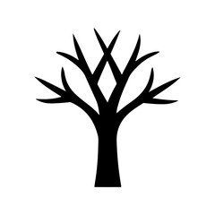 Winter tree icon silhouette vector illustration on white background.
