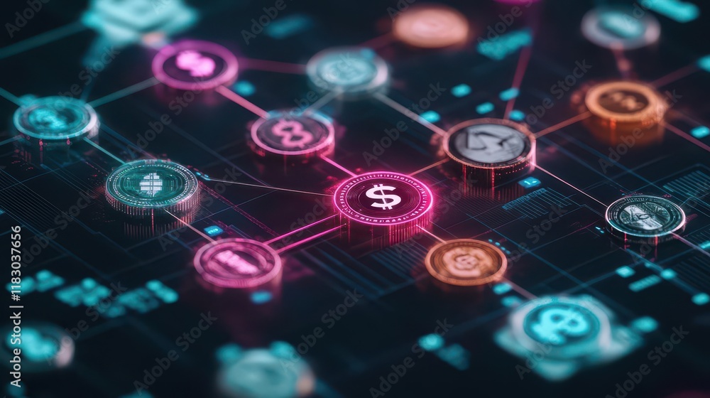 Poster Close Up of a Digital Interface Featuring a Bright Red Light Illuminating the Screen Creating a Futuristic and High-Tech Atmosphere and Mood