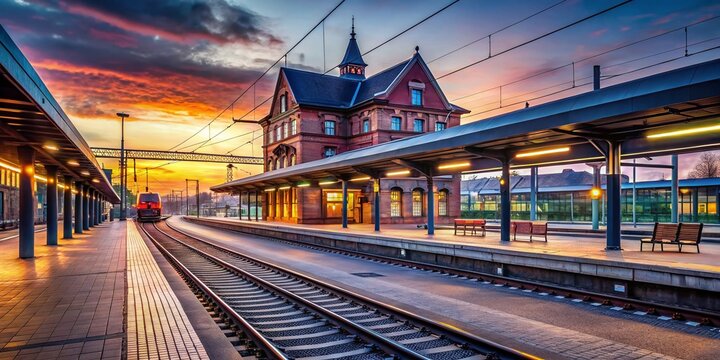Kaiserlautern Train Station Dawn - Empty Platform, Copy Space