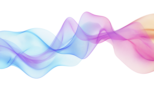 Abstract Colorful Flowing Wave Gradient. Isolated on Transparent Background Cutout. PNG.