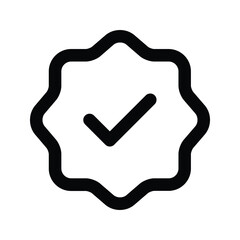 verified social media account icon. Approved profile sign. Tick in rounded corners star. Top page logo. Check mark. safety person in web. Vector illustration.
