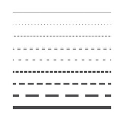 Dash lines in different size and shapes - vector illustration