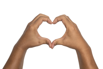 male hands showing love shape gesture isolated on transparent background