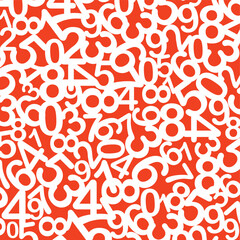 English numbers pattern on orange background - vector illustration