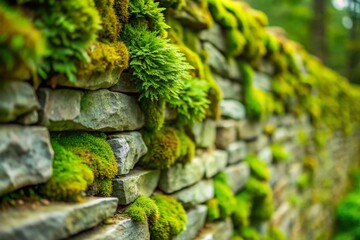 Light Moss Green Stone Wall Texture Background - Tilt-Shift Miniature Photography