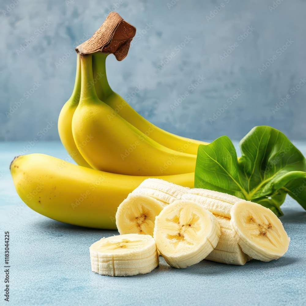 Leinwandbilder vibrant yellow bananas resting on a rustic wooden table with a bright sunlit background creating a f