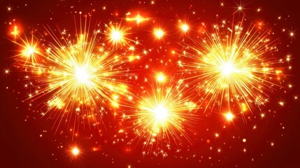 Fototapeta premium Vibrant Red Background with Bright Sparks and Shimmering Stars for Celebratory Themes and Festive Occasions, Perfect for Invitations and Digital Designs