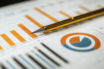 Financial growth analysis business report target symbol insights office environment close-up view financial strategies for target achievement