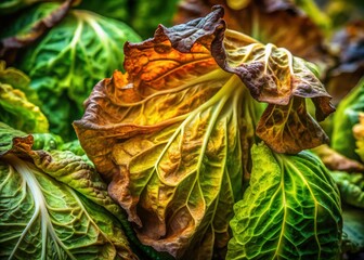 Macro Shot of wilting lettuce, representing failed fad diet promises.